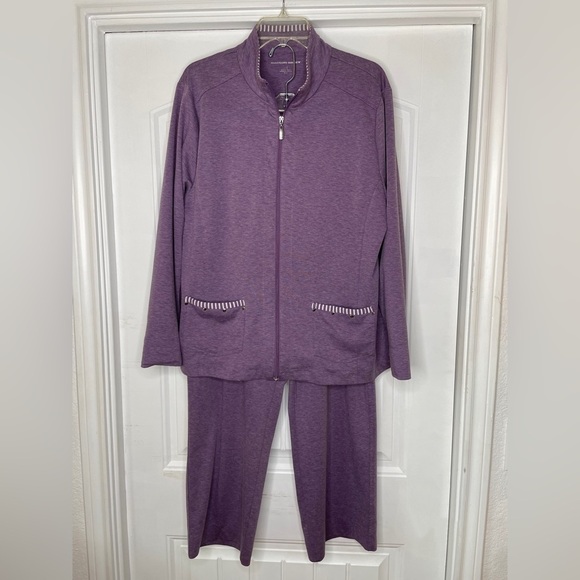Allison Daley Purple Two Piece Jacket and Pants Size Large - Picture 1 of 14